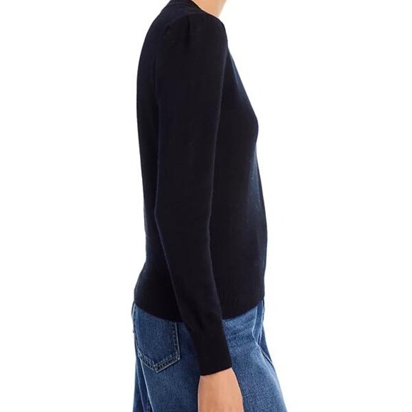 Aqua Cashmere Black Puff Sleeve Crewneck Sweater Size S NWT - Picture 5 of 6